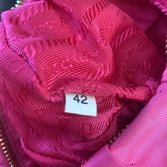 Prada Tessuto Nylon Fiocco Clutch Wristlet Pink Bow with dustcover EUC - Picture 12 of 13